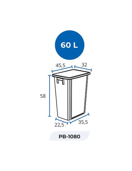COLLECTEUR DE TRI 60L NOIR PROBBAX PB-1080-BLA