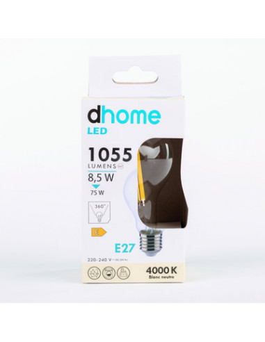 AMPOULE LED C STD CL E27 4000 1055 DHOME A60-5C 8.5W E27 1055LM 4000K 2