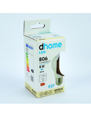 AMPOULE LED C STD E27 4000K 806LM DHOME A60-8 E27 4000K 806LM