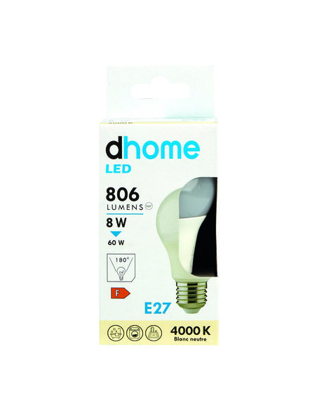 AMPOULE LED C STD E27 4000K 806LM DHOME A60-8 E27 4000K 806LM