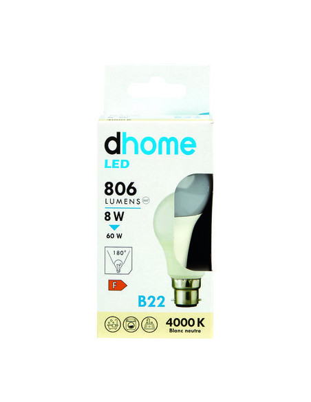 AMPOULE LED C STD B22 4000K 806LM DHOME A60-8 B22 4000K 806LM