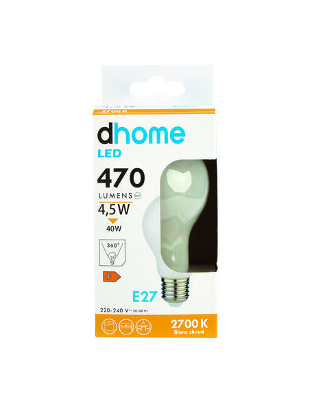 AMPOULE LED C STD OP E27 2700K 470 DHOME A60-5M E27 2700K 470LM