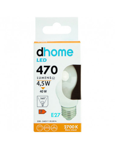 AMPOULE LED C SPH OP E27 2700K 470 DHOME G45-1M SP E27 2700K 470LM