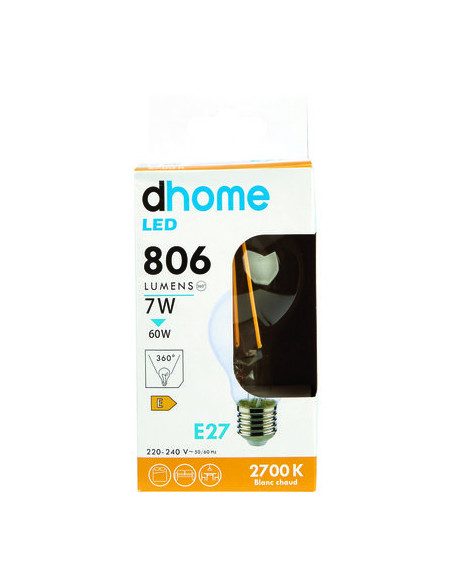 AMPOULE LED C STD CL E27 2700K 806 DHOME A60-5C E27 2700K 806LM