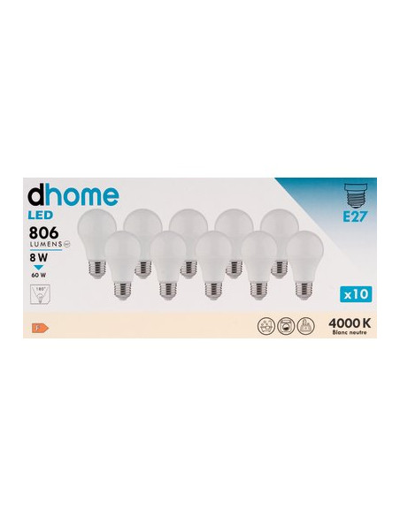 AMPOULE LED C STD E27 4000K 806/10 DHOME A60-8 E27 4000K 806L /10