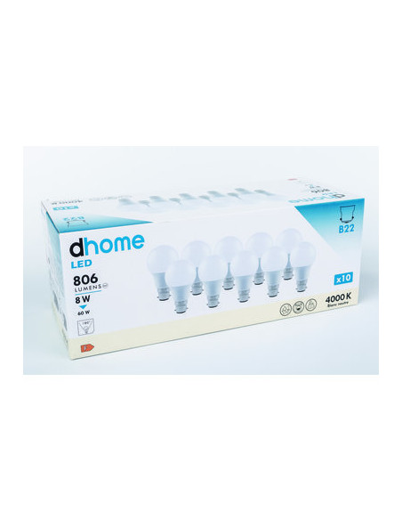 AMPOULE LED C STD B22 4000K 806/10 DHOME A60-8 B22 4000K 806L /10