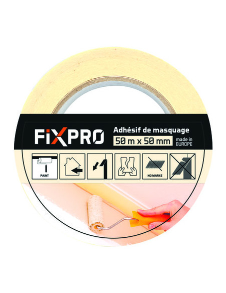 RUB ADHES CREPE BLANC 50MX50MM FIXPRO TMW1 (BLANC) - 50X50 MM