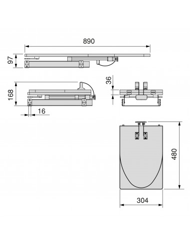 Planche à repasser pliable Iron 2 pour meuble Acier et Bois EMUCA 8089020
