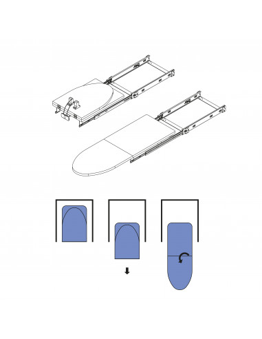 Planche à repasser pliable Iron 2 pour meuble Acier et Bois EMUCA 8089020