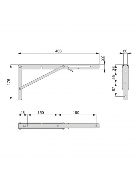 Jeu de Supports de pliage longueur 403mm Acier Peint en blanc EMUCA 7019112
