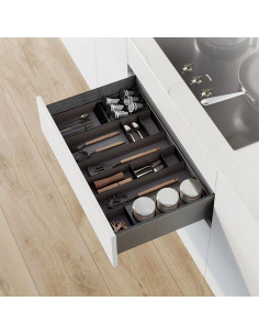 Organisateur Orderbox pour tiroir 100x470 nn Gris anthracite Acier et Bois EMUCA 3069035 2