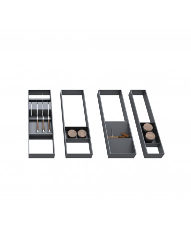 Organisateur Orderbox pour tiroir 100x470 nn Gris anthracite Acier et Bois EMUCA 3069035