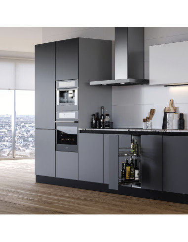 Porte-bouteilles latéral extractible SupraMax avec fermeture amortie 150 Chromé Acier EMUCA 8381011