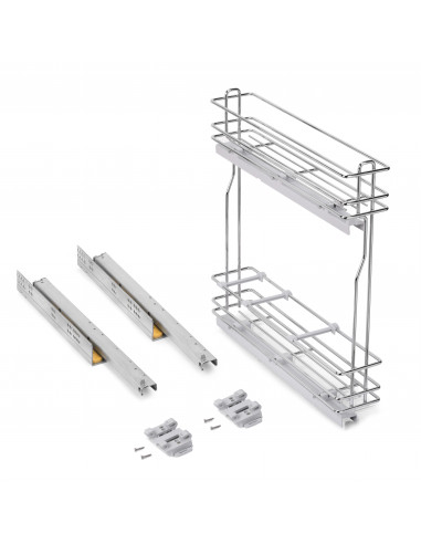 Porte-bouteilles latéral extractible SupraMax avec fermeture amortie 150 Chromé Acier EMUCA 8381011