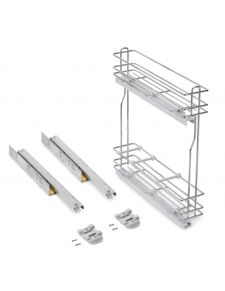 Porte-bouteilles latéral extractible SupraMax avec fermeture amortie 150 Chromé Acier EMUCA 8381011