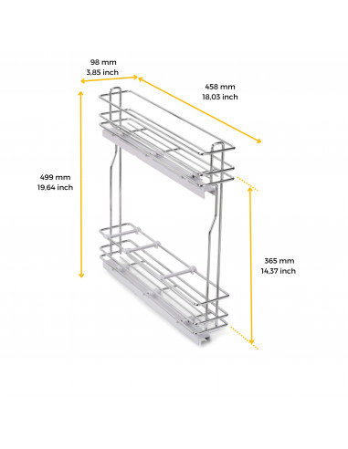 Porte-bouteilles latéral extractible SupraMax avec fermeture amortie 150 Chromé Acier EMUCA 8381011