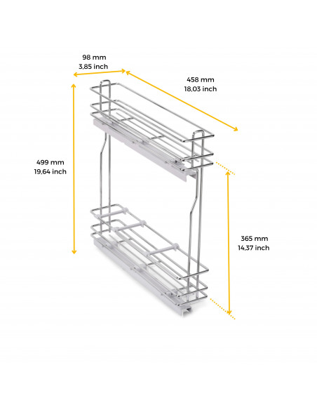 Porte-bouteilles latéral extractible SupraMax avec fermeture amortie 150 Chromé Acier EMUCA 8381011