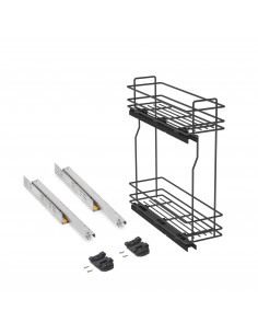 Porte-bouteilles latéral extractible TitaneMax avec fermeture amortie Module 200 Gris anthracite Acier EMUCA 8381135