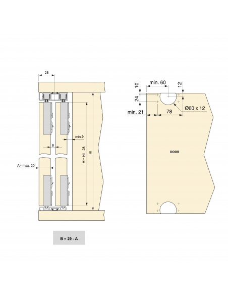 Kit ferrures Flow2 2 portes coulissantes et armoire fermeture souple rails surface 2,35m Peint en noir EMUCA 6213714