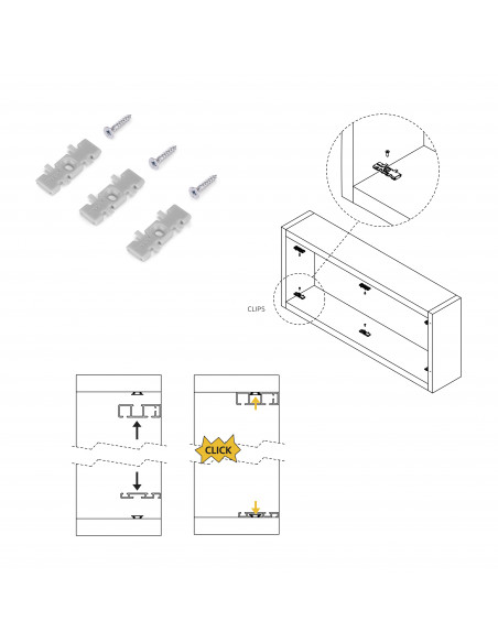 Kit ferrures Flow2 2 portes coulissantes et armoire fermeture souple rails surface 2,35m Peint en noir EMUCA 6213714