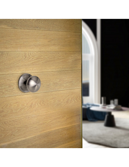 Bouton de porte d'entrée Modèle Bowler Ø70mm poignée pour porte d'entrée Acier inoxydable Nickel satiné EMUCA 9172865