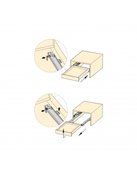 Jeu de coulisses pour tiroirs argent Coulisse coulissante avec fermeture souple profondeur 350mm Acier Zingué EMUCA 3120205