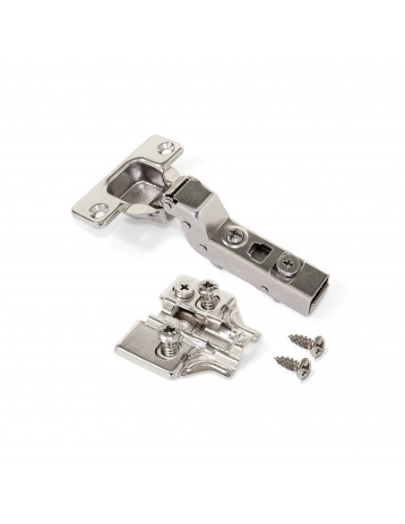 Lot 20 charnières X91 coudées montage rentrant avec fermetures souples Euro et suppléments Hauteur 0 Acier Nickelé EMUCA 1011807