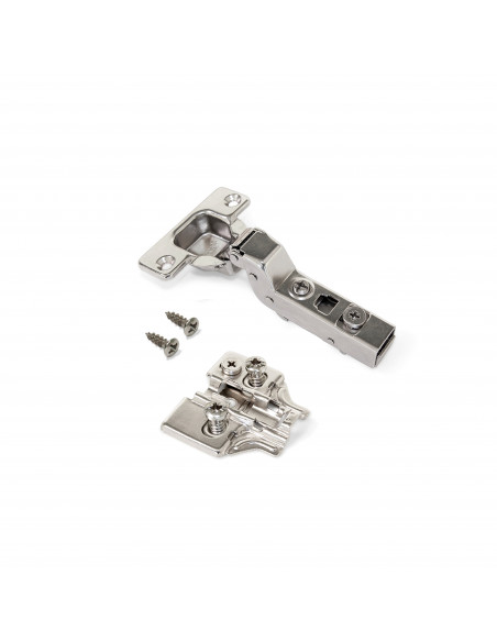 Lot 20 charnières X91 coudées montage rentrant avec fermetures souples Euro et suppléments Hauteur 0 Acier Nickelé EMUCA 1011807