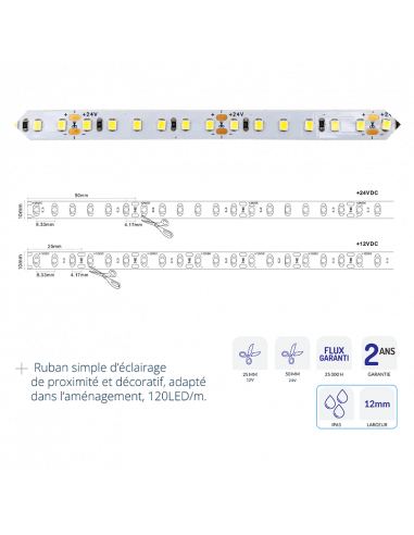 Ruban 12V 10W/m 850lm/m 4000K IP65 ASLED 10RWIPBN12V