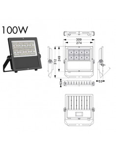 PROJECTEUR ROCK ASYMETRIQUE 100W 3000K IP67 ASLED ROCK17BCA50