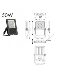 PROJECTEUR ROCK ASYMETRIQUE 50W 3000K IP67 ASLED ROCK8BCA50