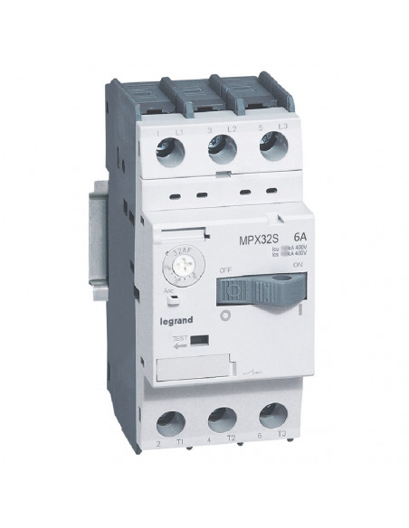 Disjoncteur moteur magnétothermique MPX³32S réglage thermique 4A à 6A pouvoir de coupure 100kA en 415V LEGRAND 417308
