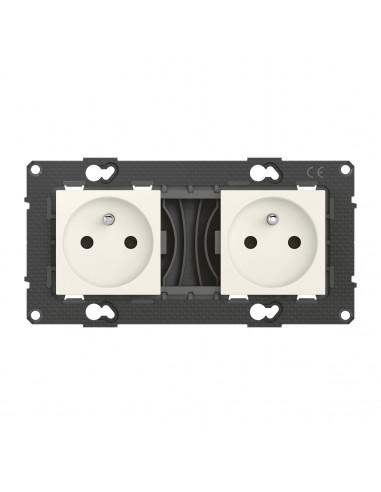 Double prise de courant précâblée Altège 16A bornes automatiques -finition Neige BTICINO BTAL22DD