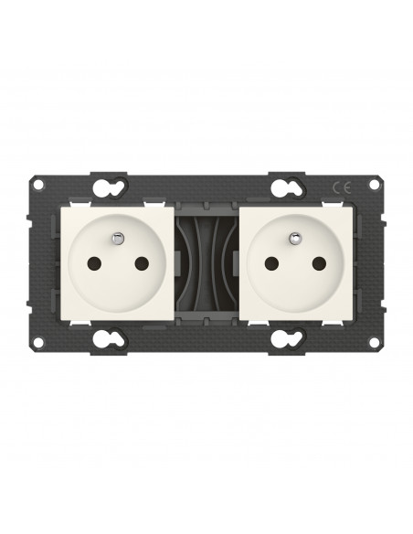 Double prise de courant précâblée Altège 16A bornes automatiques -finition Neige BTICINO BTAL22DD