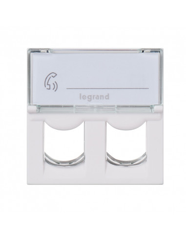 Plastron Mosaic 2 modules avec porte-repère transparent pour 2 connecteurs format Keystone blanc LEGRAND 078610