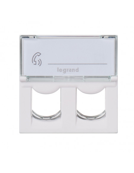 Plastron Mosaic 2 modules avec porte-repère transparent pour 2 connecteurs format Keystone blanc LEGRAND 078610