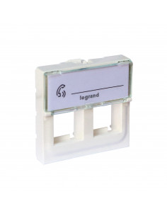 Plastron Mosaic 2 modules avec porte-repère transparent pour 2 connecteurs format Keystone blanc LEGRAND 078610 2