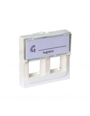 Plastron Mosaic 2 modules avec porte-repère transparent pour 2 connecteurs format Keystone blanc LEGRAND 078610