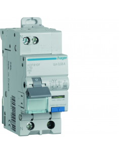 Disjoncteur différentiel 1P+N 4 5kA C-10A 30mA type F HAGER ADF810F