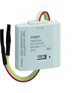 Module 2 entrées à encastrer alimentation pile KNX radio HAGER TRM702A