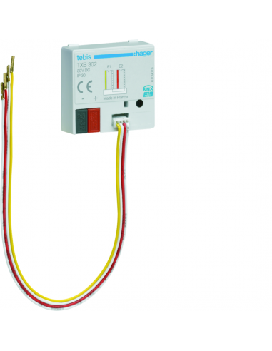 Module d'entrées à encastrer : 2 entrées pour contacts libres de potentiel HAGER TXB302
