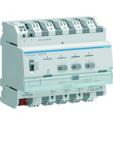 Module de sortie pour l'éclairage variable : 3 sorties directes 300W HAGER TYA663AN
