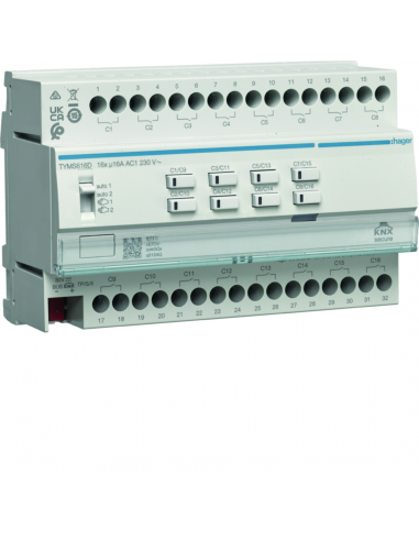 Module 16 sorties 16A/230V~ adapte pour charges capacitives / New Easy HAGER TYMS616D