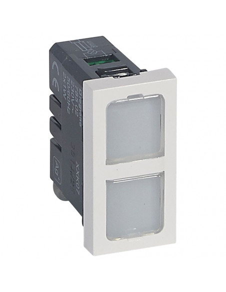Voyant antimicrobien double 230V 1W Mosaic 1 module avec 4 étiquettes de couleur LEGRAND 078502
