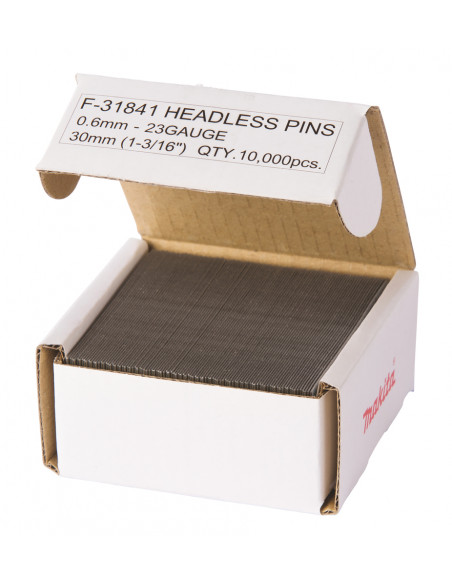 10000 clous Finettes 23 Ga pour cloueurs pneumatiques et à batterie (DPT353, PT354, SN06) MAKITA F-31841