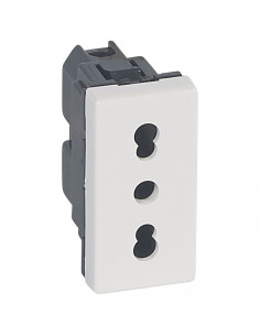 Prise de courant 2P+T 10A ou 16A standard italien Mosaic 1 module blanc LEGRAND 077511 2