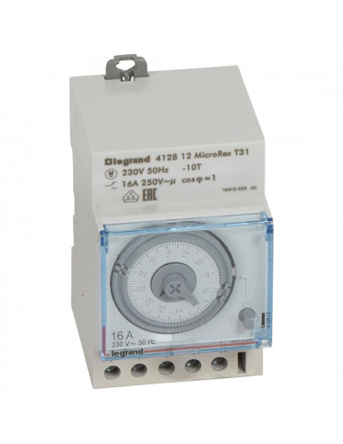 Interrupteur horaire analogique modulaire programmable manuel journalier cadran horizontal sans réserve de marche LEGRAND 412812