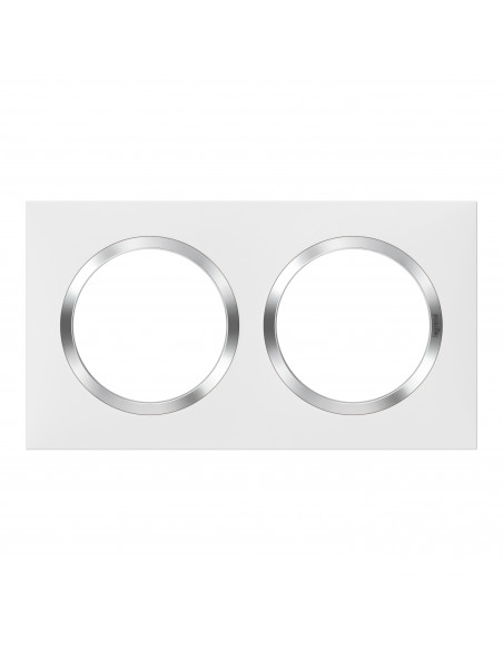 Plaque carrée Dooxie 2 postes finition blanc avec bague effet chrome LEGRAND 600842