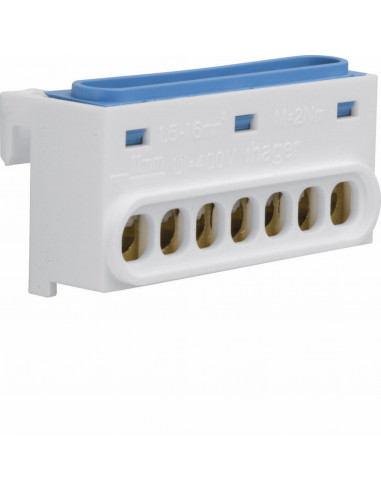 Bornier de neutre 7 raccordements IP2X HAGER GZ07N