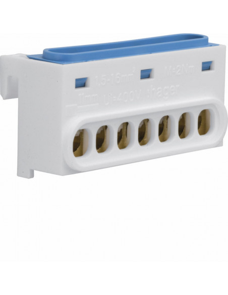 Bornier de neutre 7 raccordements IP2X HAGER GZ07N